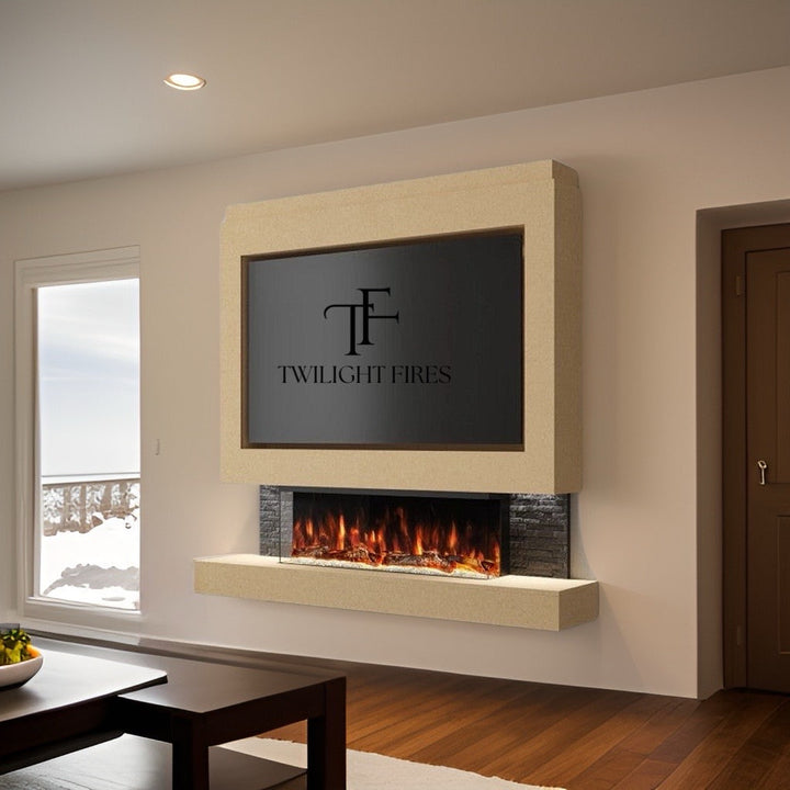 Amalfi 72" Pre-Built Media Wall Fireplace - Electric Fire Package-Twilight Fires