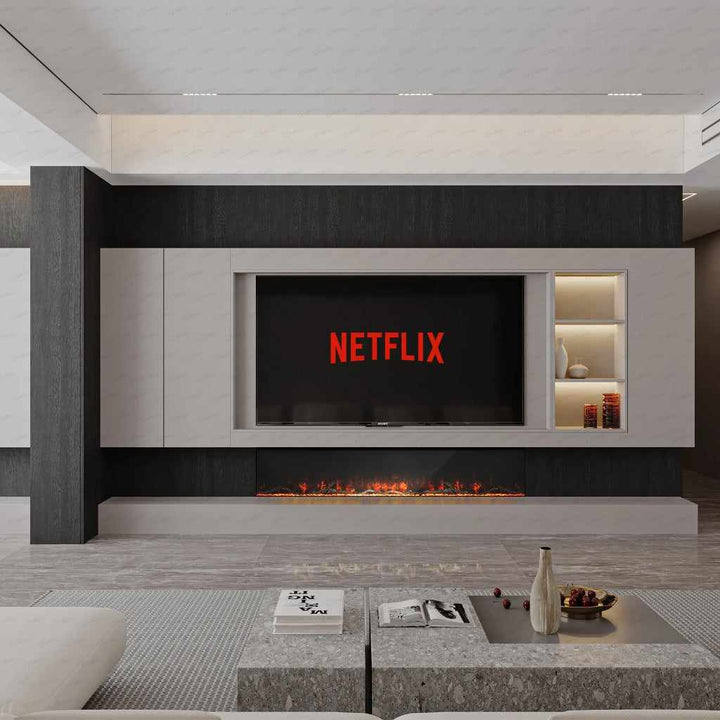 Clarendon Borderless Full Glass Media Wall Electric Fire Insert-Twilight Fires