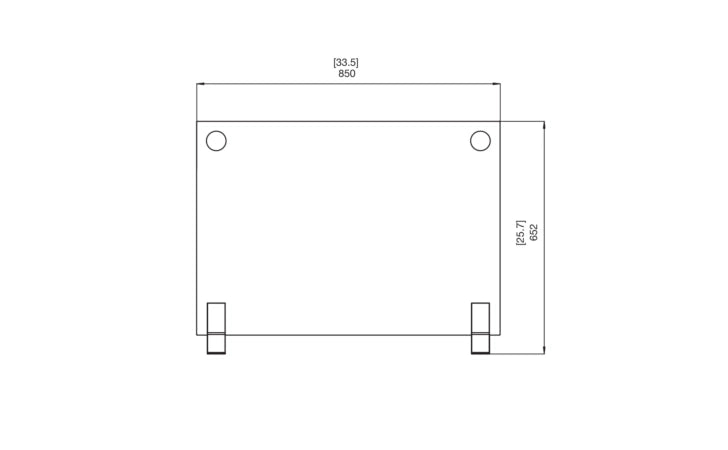 Technical line drawing of the EcoSmart Fire Plasma Fire Screen with dimensions in millimetres and inches.