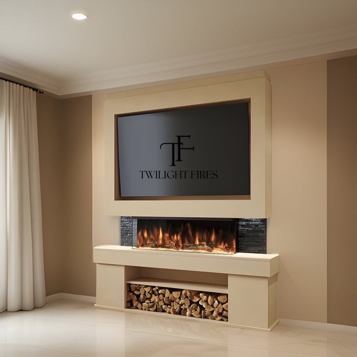 Emilia 72" Pre-Built Media Wall Fireplace - Electric Fire Package-Twilight Fires