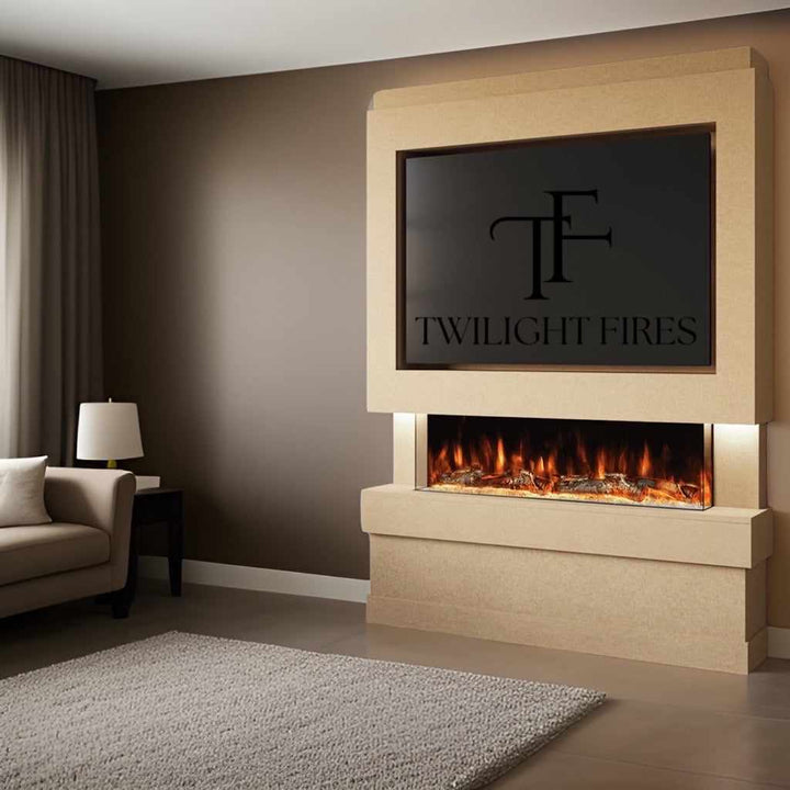 Modena 58" Pre-Built Media Wall Fireplace - Electric Fire Package-Twilight Fires