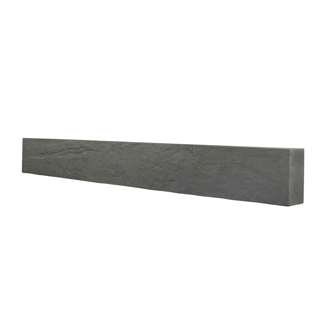 OER 48 inch fireplace beam in a grey, textured urban finish with a stone-effect appearance on a white background.