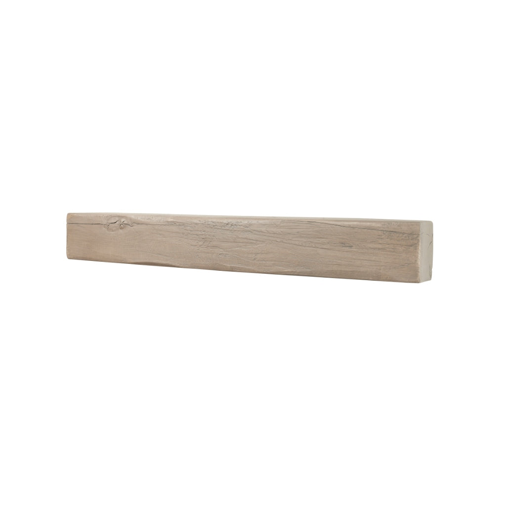 OER Artisan 48-inch geocast fireplace beam in a light oak wood-effect finish with a realistic textured grain.