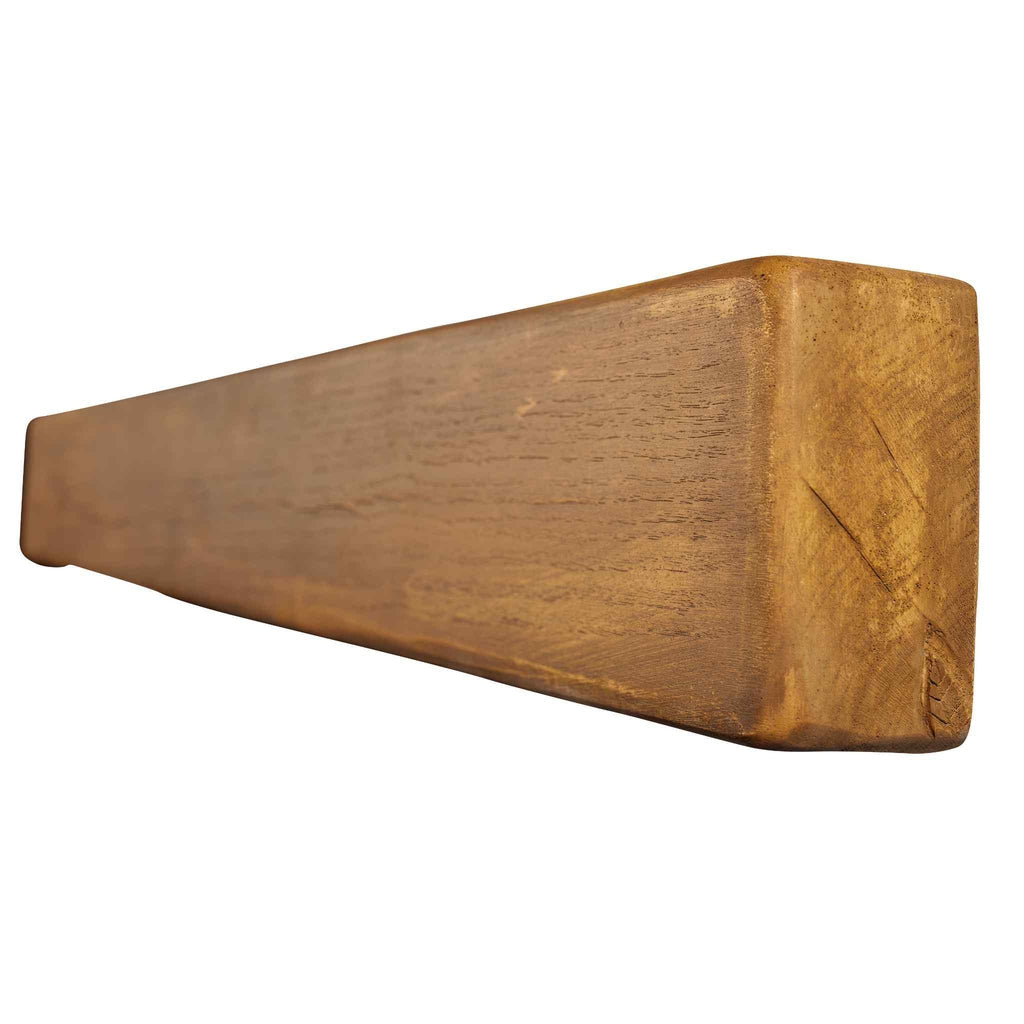 OER Classic 48 inch fireplace beam with a rustic brown wood-effect finish and textured grain detail.