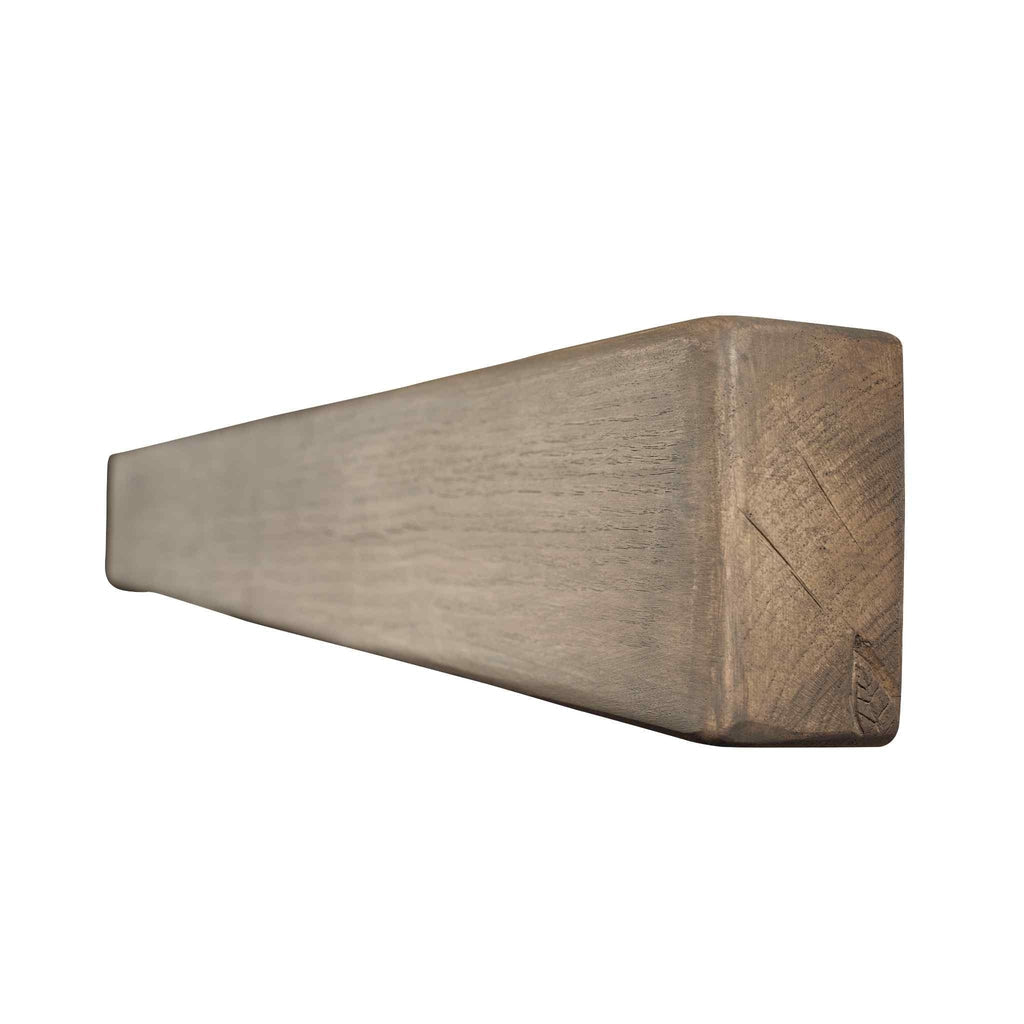 OER Classic 48-inch fireplace beam in a rustic, weathered brown wood-effect finish with a rectangular profile.