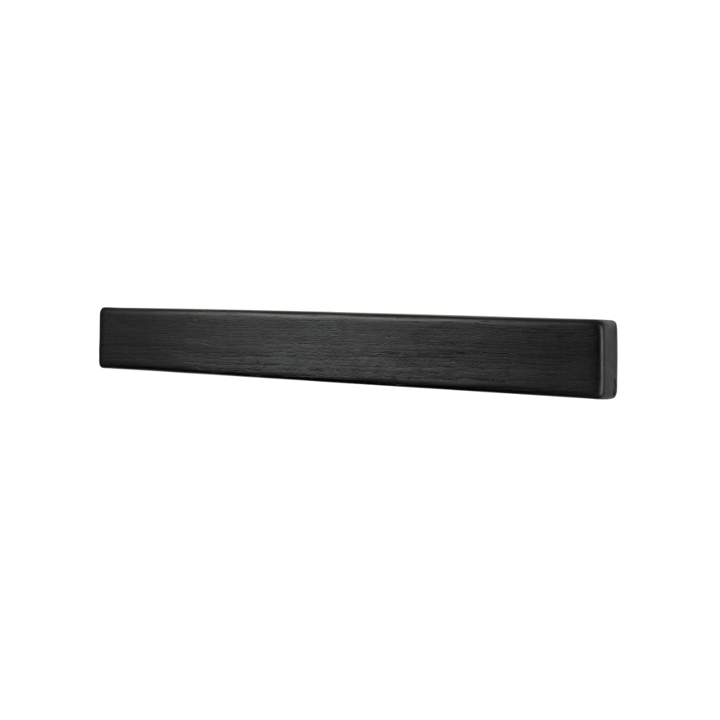 OER Classic 48 inch fireplace beam in a smooth, black wood-effect finish against a plain white background.