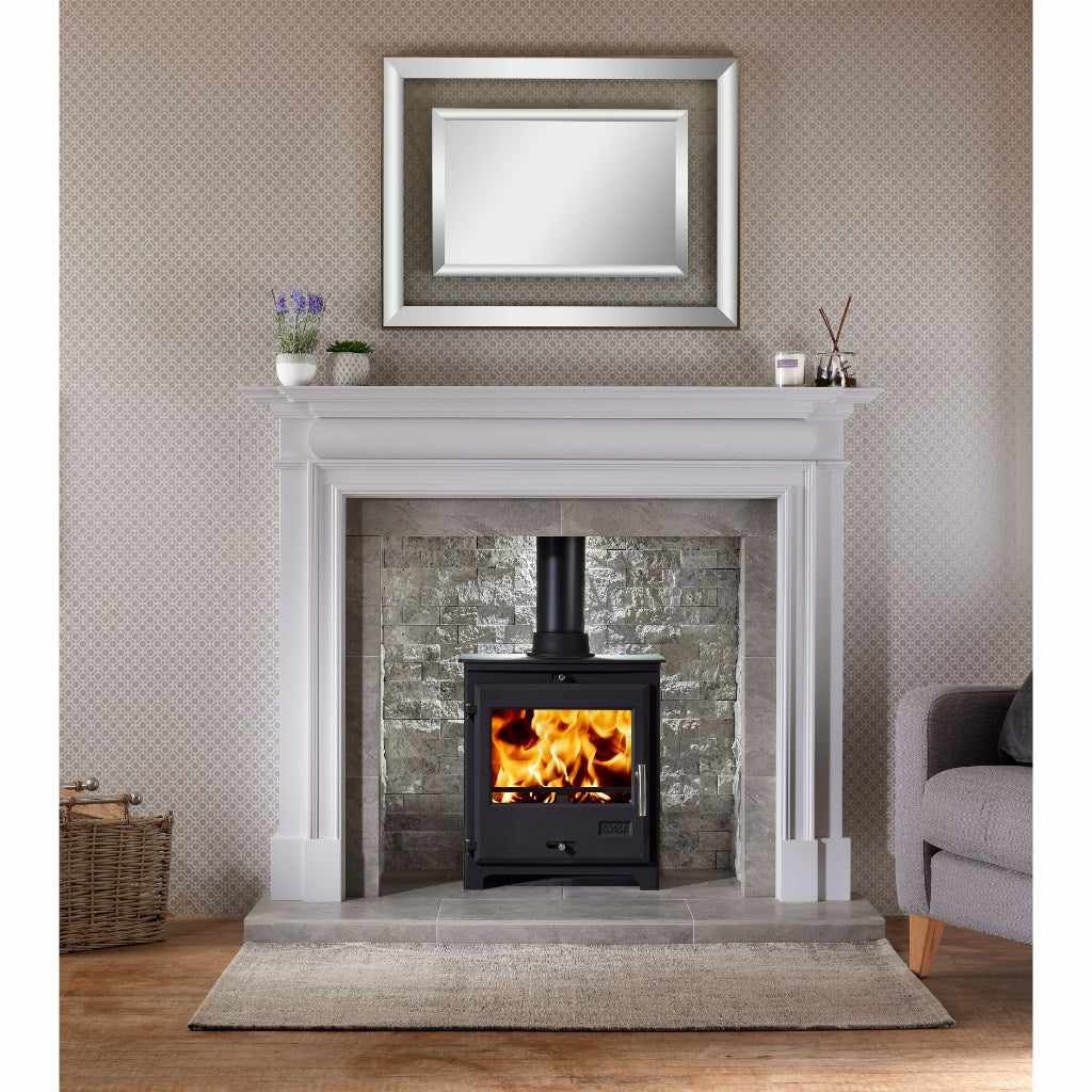 Log Burner Tiled Wood Stove Acantha Tile Hearth Set In Slate