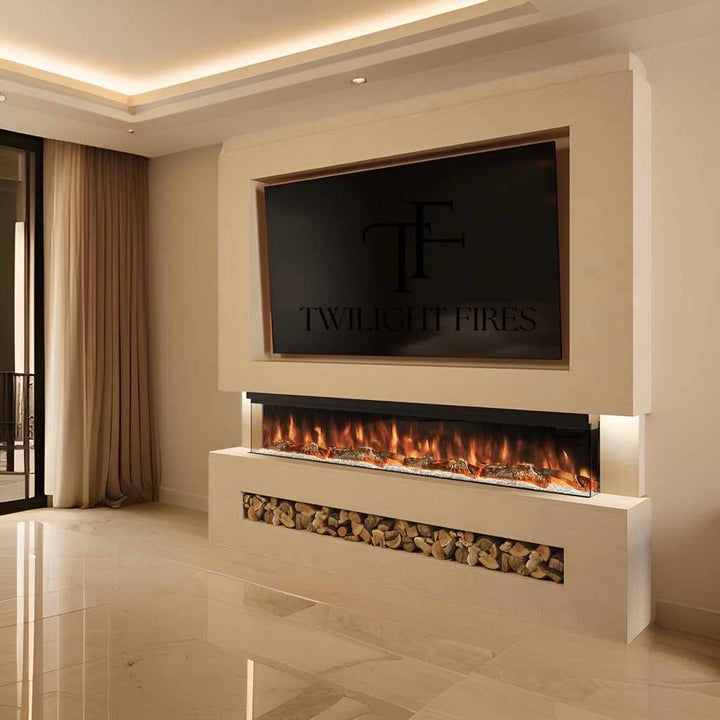 Rome 86 Inch Media Wall Fireplace Package-Twilight Fires