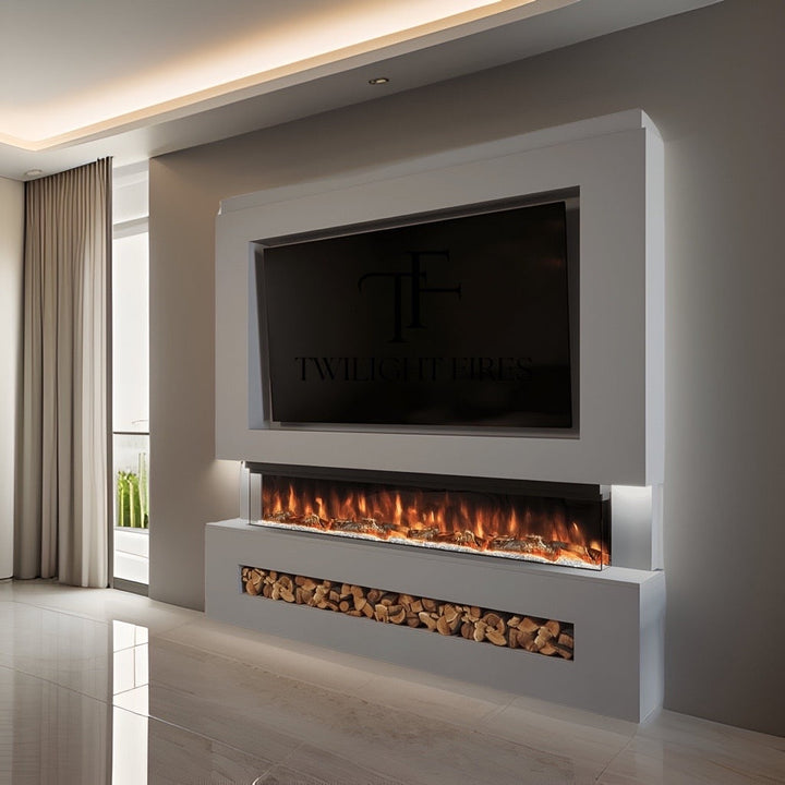 Rome 86 Inch Media Wall Fireplace Package-Twilight Fires