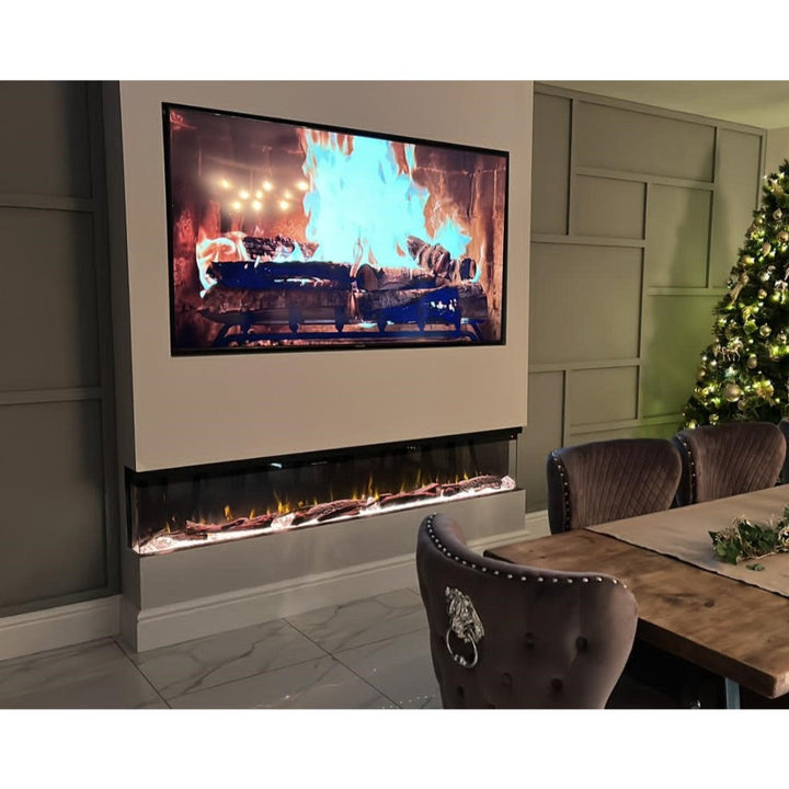 Spectrum Series 60 Inch 3 Sided Panoramic HD+ Media Wall Electric Fire Insert-Twilight Fires