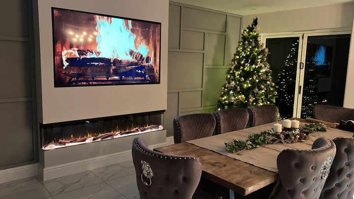 Spectrum Series 72 Inch 3 Sided Panoramic HD+ Media Wall Electric Fire Insert-Twilight Fires