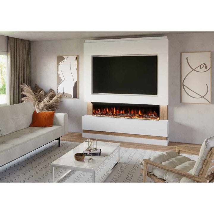 Trento 74" Pre-Built Media Wall Fireplace - Electric Fire Package-Twilight Fires