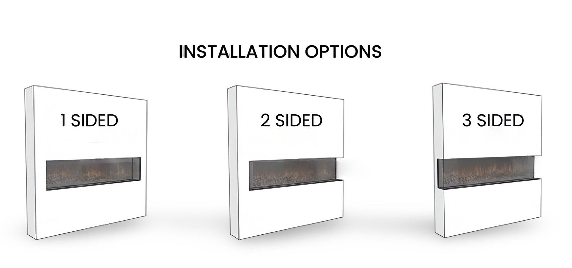 Woodford Thea 850 Panoramic - 1/2/3 Sided HD Media Wall Electric Fire Insert-Twilight Fires