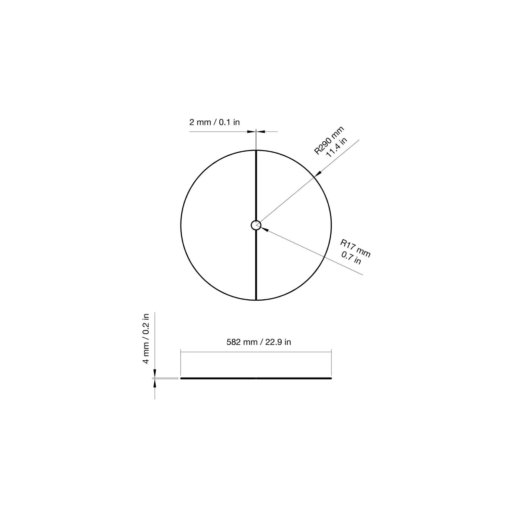 EcoSmart Fire R20 Glass Cover Plate dimensions