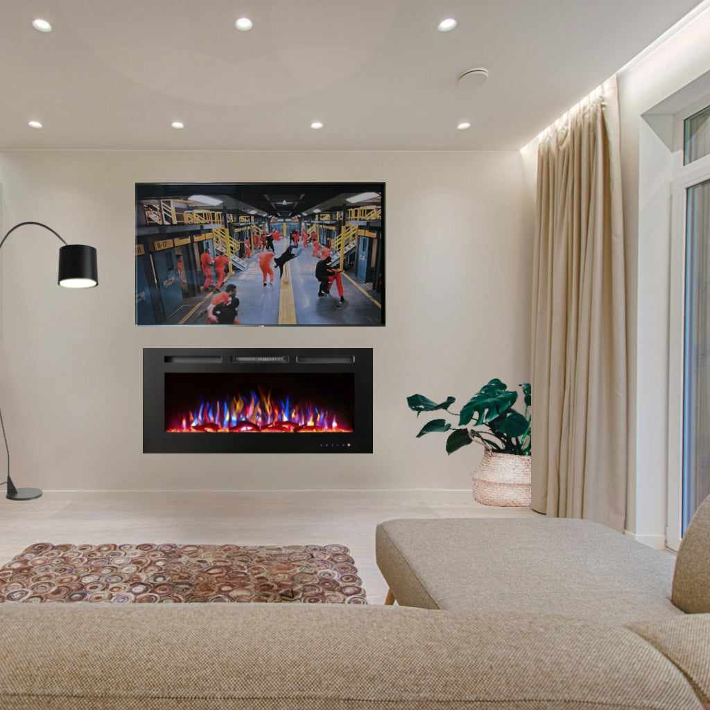 Smart WiFi Media Wall Fire 50 Inch | Modern Electric Fireplace with 3D ...