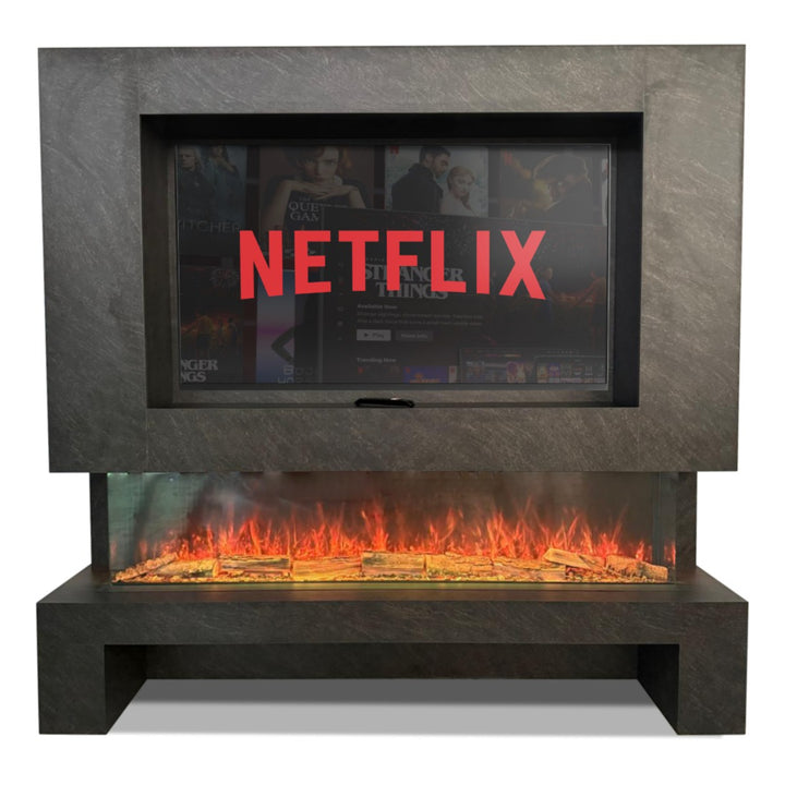 Austin 62" Pre-Built Media Wall Fireplace - Electric Fire Package-Twilight Fires