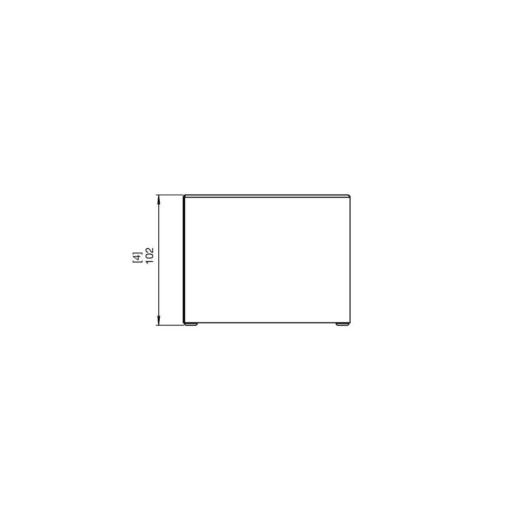 EcoSmart Fire Accessory Holder technical line drawing showing a rectangular side profile with a height dimension of 102.