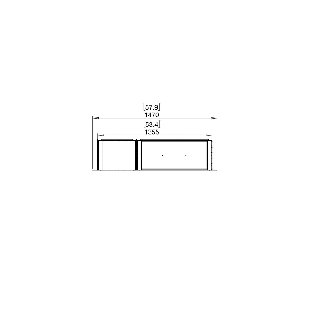 Technical line drawing of EcoSmart Fire Flex 50 fireplace insert showing dimensions in millimetres and inches.