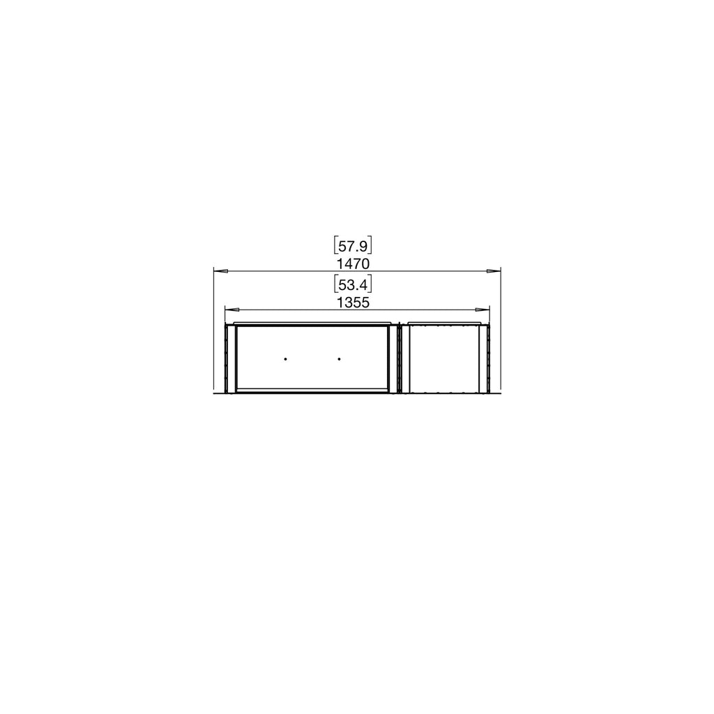 EcoSmart Fire Flex 50 technical line drawing showing front view dimensions in millimetres and inches.