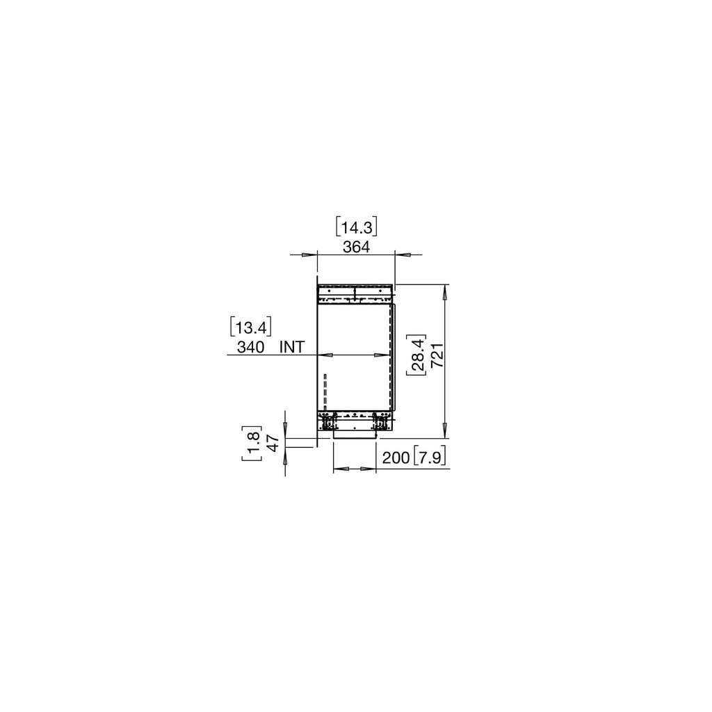 Technical side-view line drawing of EcoSmart Fire Flex 60 with imperial and metric dimension measurements.