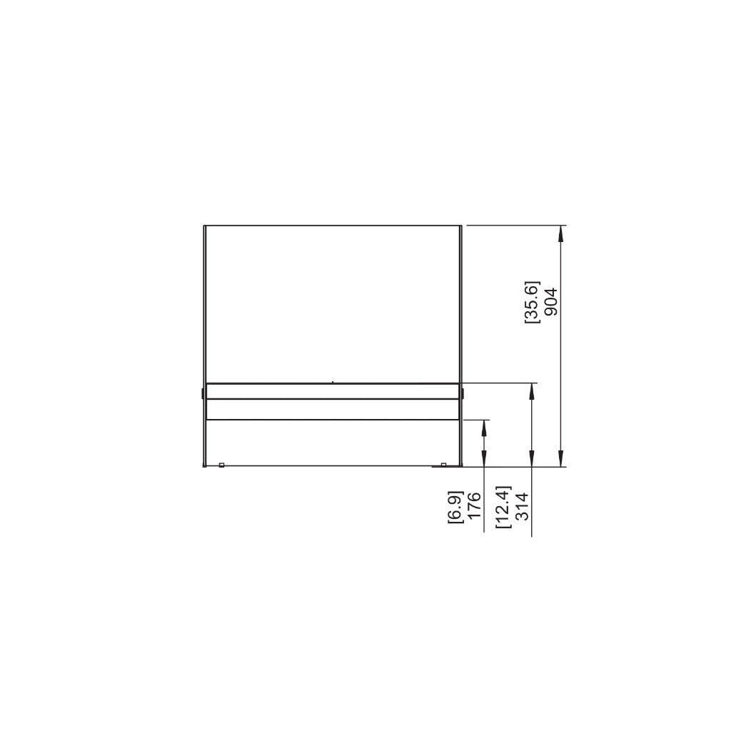 Technical line drawing of the EcoSmart Fire Igloo Bioethanol Fireplace showing front view dimensions in millimetres.