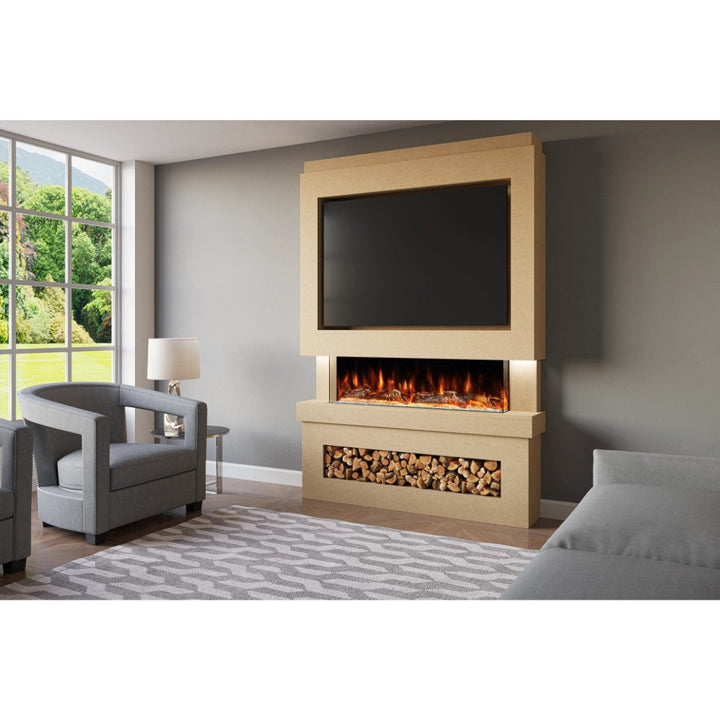 Milan 58" Pre-Built Media Wall Fireplace - Electric Fire Package