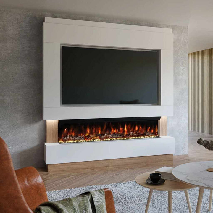 Teramo 74" Pre-Built Media Wall Fireplace - Electric Fire Package