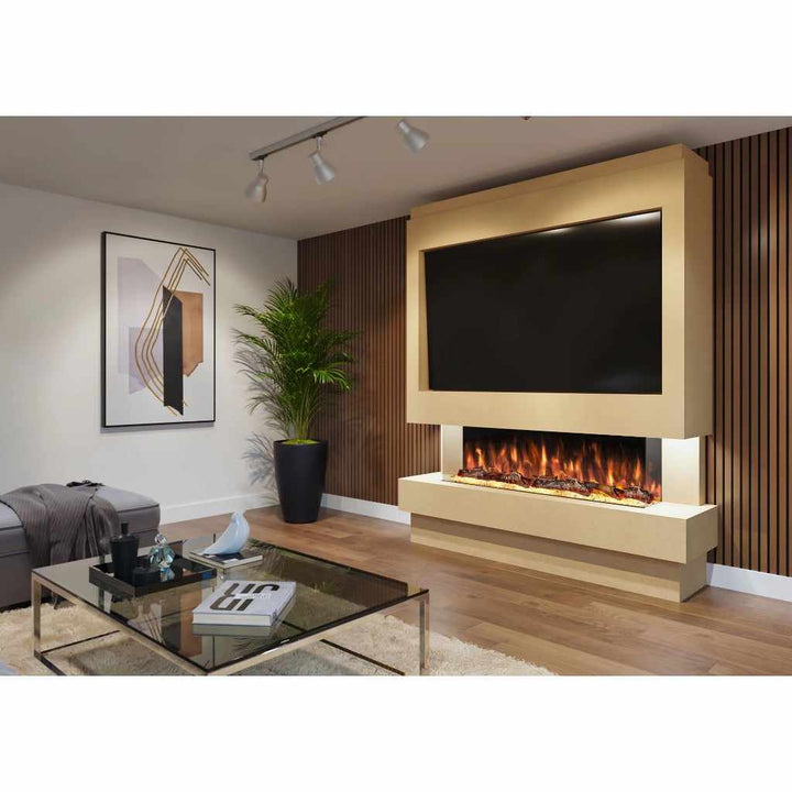 Venice 70" Pre-Built Media Wall Fireplace - Electric Fire Package