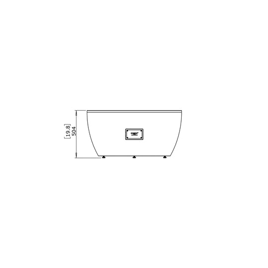Technical line drawing of the EcoSmart Fire Pod 40 bowl showing side profile dimensions and branding plate.