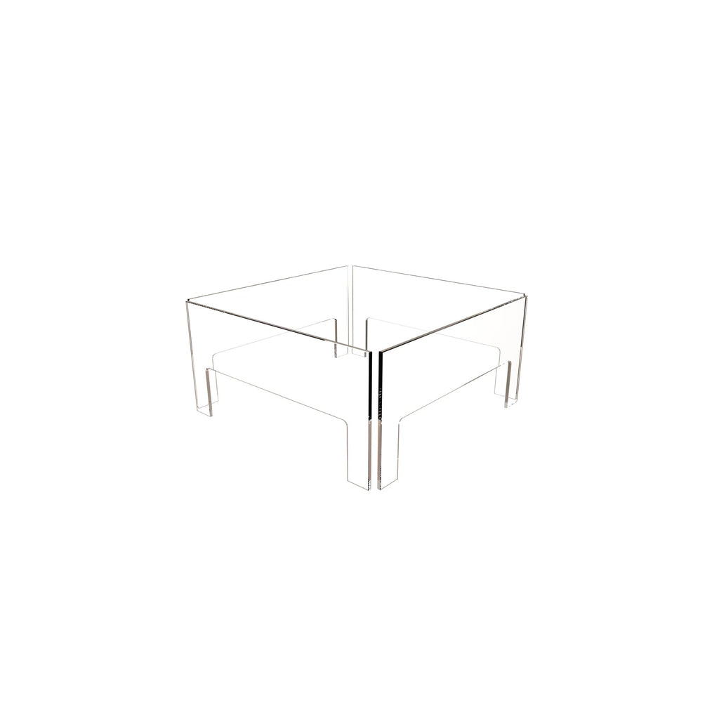 EcoSmart Fire S500 fireplace screen made of clear, transparent acrylic with a minimalist, angular design.