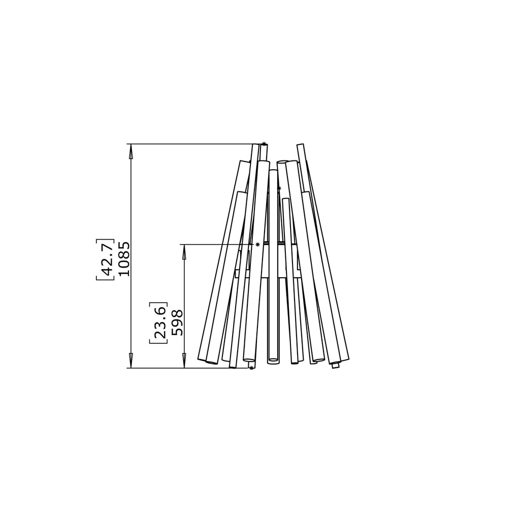 Technical line drawing of the EcoSmart Fire Stix 8 Bioethanol Portable Fire Pit with height dimension markers.