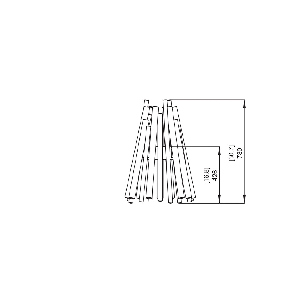Technical line drawing of the EcoSmart Fire Stix Bioethanol Portable Fire Pit showing height dimensions in millimetres.